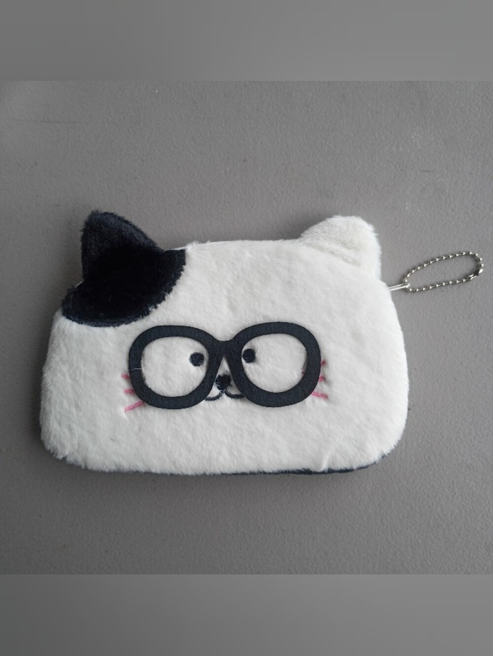 Cute Plush Black And White Zipper Handbag Pouch